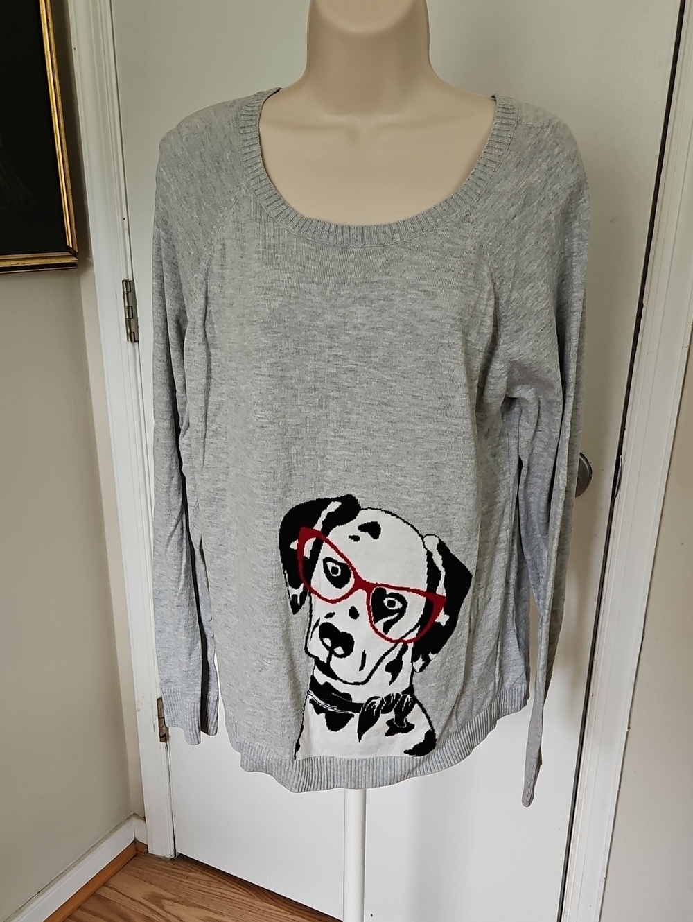 Talbots Dalmation With Red Glasses Sweater Size XL